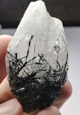 Black Rutile Included Quartz Crystal Having Good Luster  Nice Termination.
