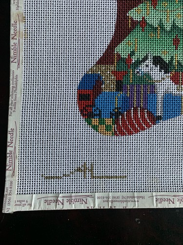 Mini bas de Noël toile à aiguille colibris sapin non travaillé 5,5 x 7,5 - Photo 6/8