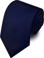 Branduce 63'' XL Tie Mens Extra Long Solid Woven Necktie for Men Navy Blue