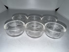 Vintage Set of Six Clear Acid Etched Crystal Open Salt Cellars Uranium UV Glow — photo 5