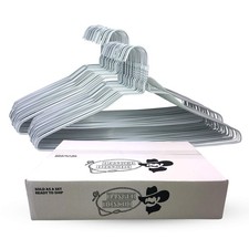 Wire Metal Clothes Hangers 100 Pack, 18 Inch, 14.5 Gauge, White Coated Steel