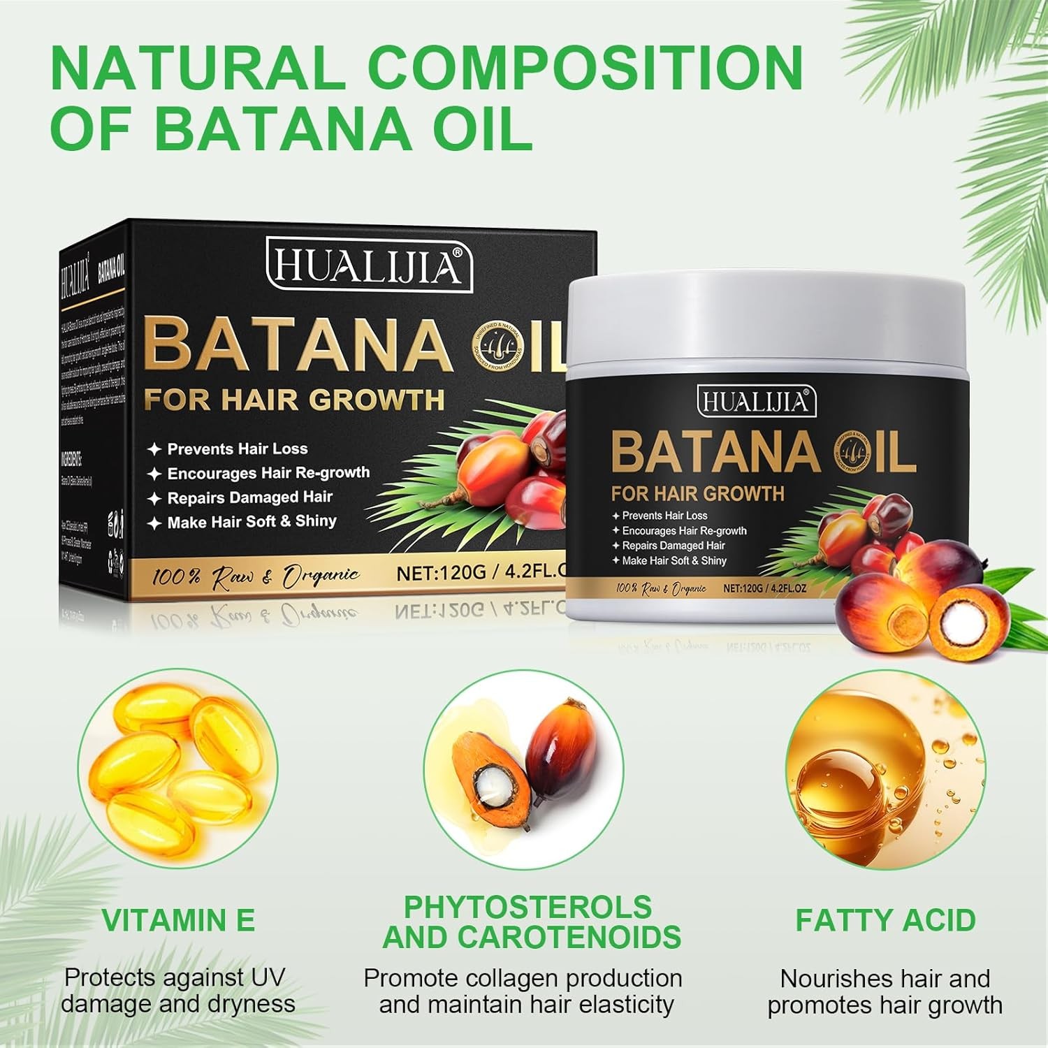 Raw Batana Oil for Hair Growth and Repair, 100% Pure Dr. Sebi Unrefined... 