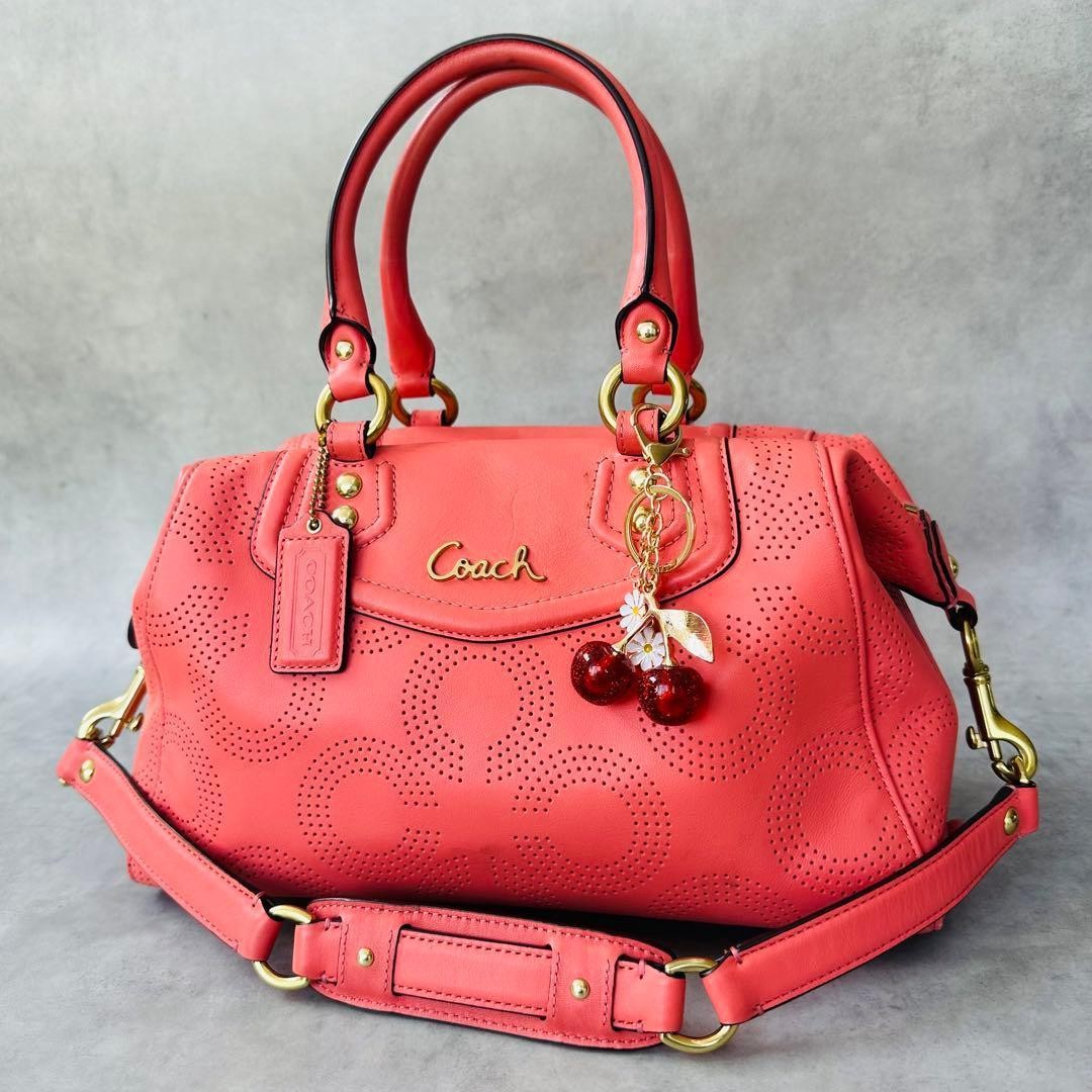 Coach Women's Satchel Handbag Purse Pink Leather Solid Used Bag