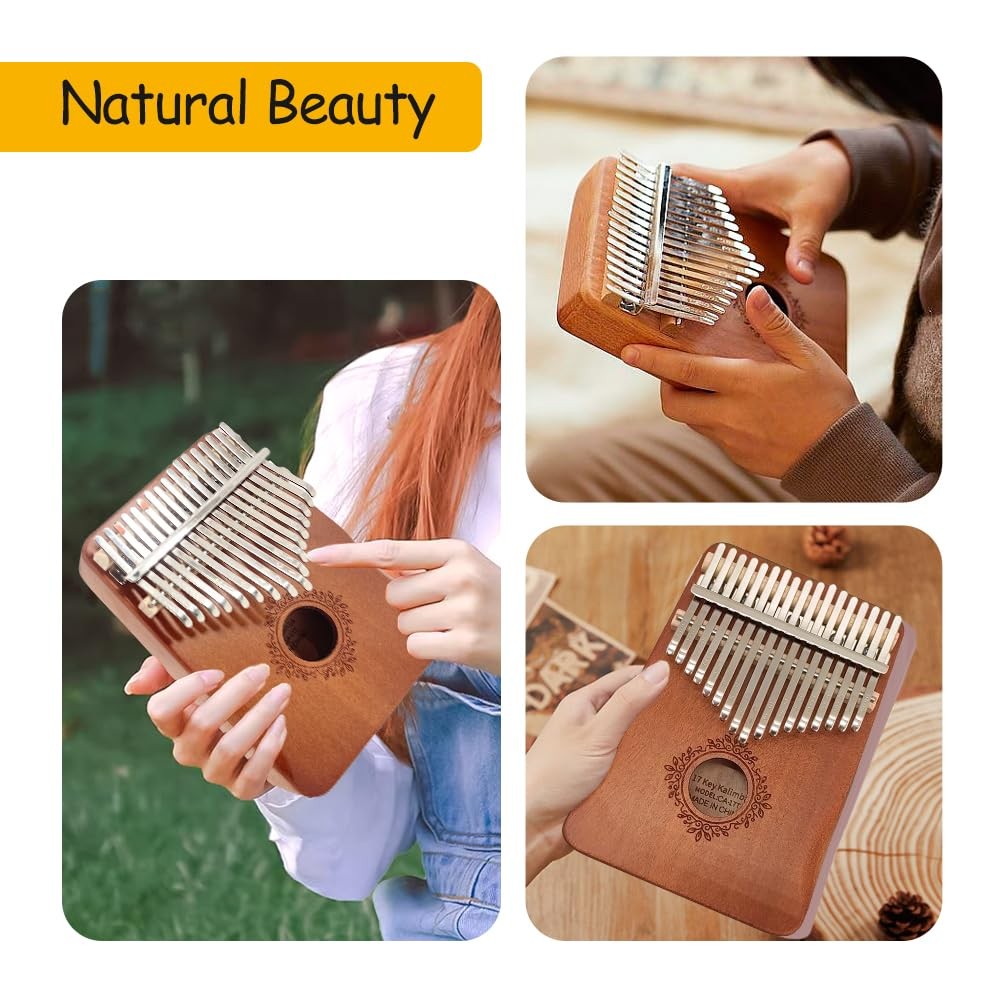 17 Key Kalimba Thumb Piano - Portable Mbira Finger Piano for Adults & Beginne...