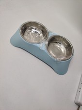 Double Pet Bowls Dog Cat Food Water Feeder Stainless Steel Winter Outdoor