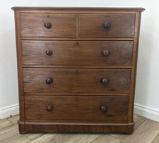 CHEST OF DRAWERS Antique Mahogany 5 Drawers Knob Handles 2 Over 3 FREE DELIVERY