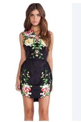 alice mccall embroidered dress Embroidered Sequin & Mesh Maxi Dress - Black V-neck main image 1