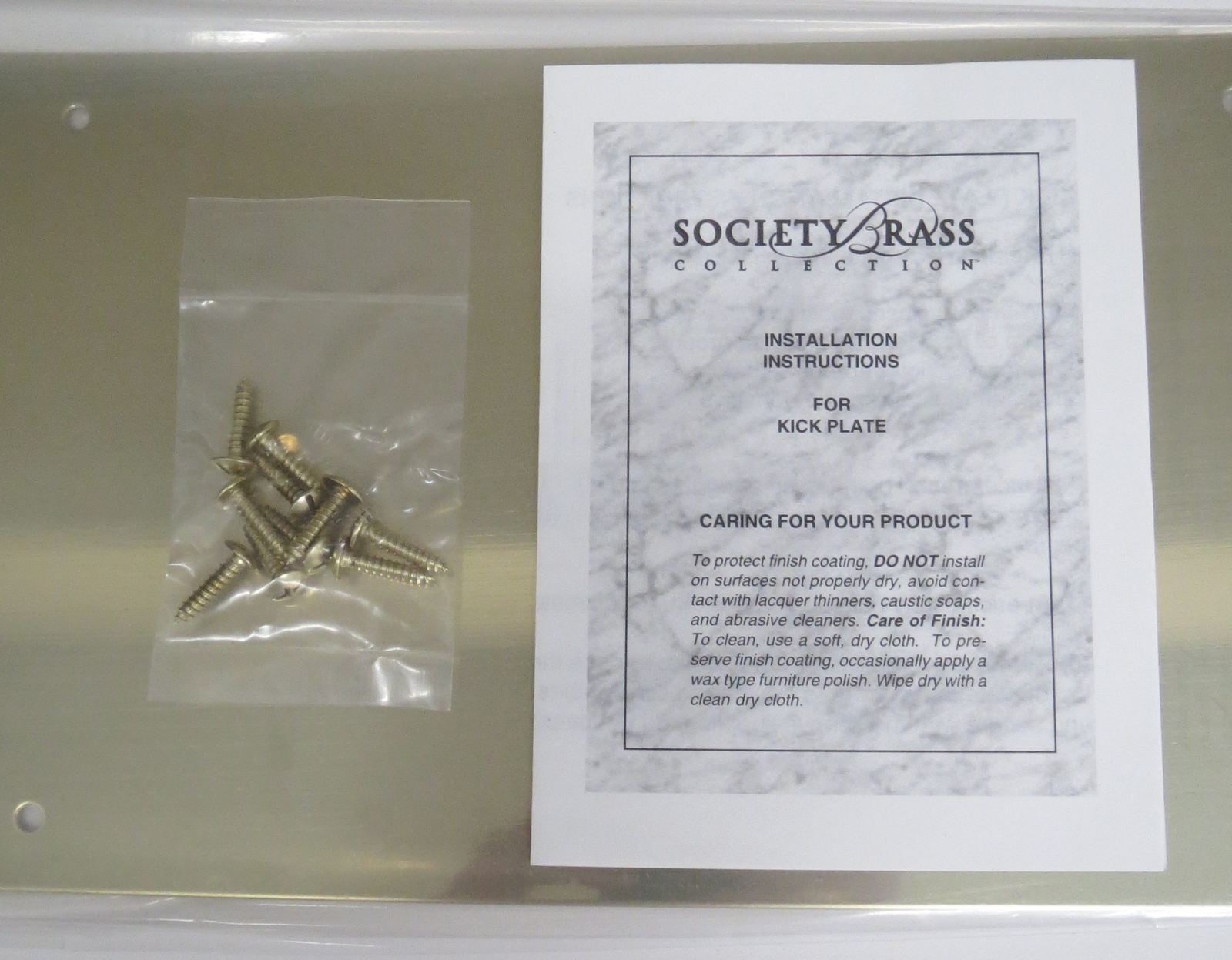Kwikset society brass 90610 009 bright brass color 8 x 34 kick plate