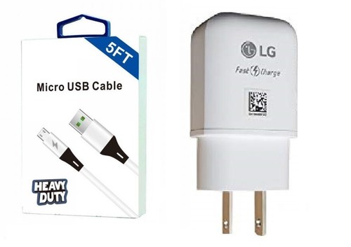 LG Fast Wall,5 Feet Micro+Car Adapter For LG STYLO 2.3 V10,G4,K20,K30,K40,ARISTO - Picture 16 of 21