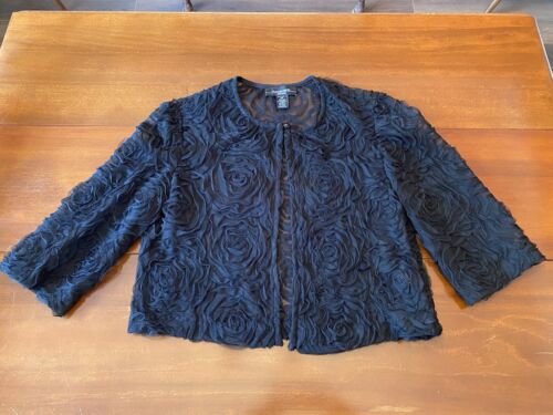 R&M Richards Black Lace Crop Jacket For Special Occasions Sz 6P NWOT - Picture 2 of 4