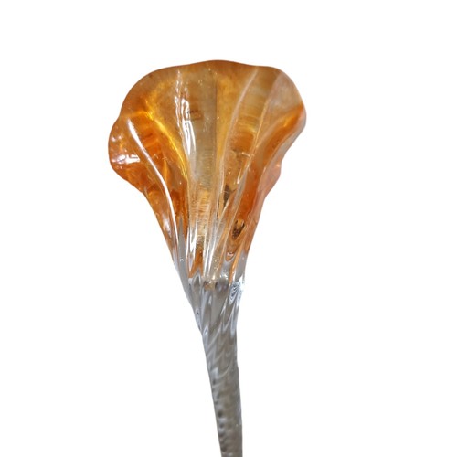 Sehr selten 7,5" mundgeblasen Kunstglas orange Blume klar gedrehte Stiele OOAK - Bild 6 von 13