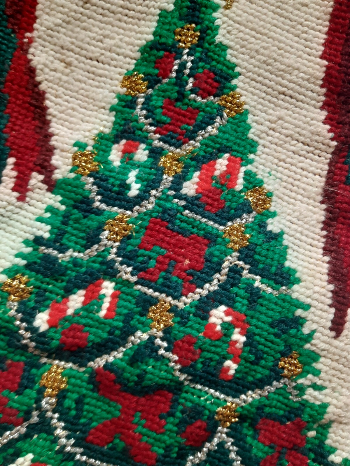 Needlepoint Christmas Stocking Tree Train Teddy Bear Doll Nutcracker 15.5" eBay