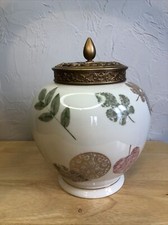Vintage Nature's Impressions LENOX Leaf Ginger Jar with MOTIF Lid Made in USA