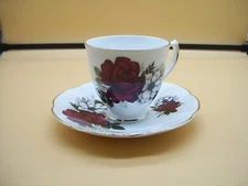 Vintage Royal Dover Red Rose Tea Cup And Saucer Plate Bone China Made In England