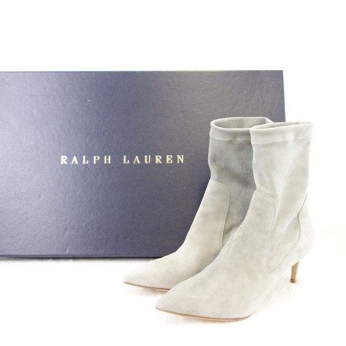 RALPH LAUREN Stiefeletten Damen Schuhe Strumpfstiefel Grau Wildleder 38,5 Spitz - Bild 9 von 9