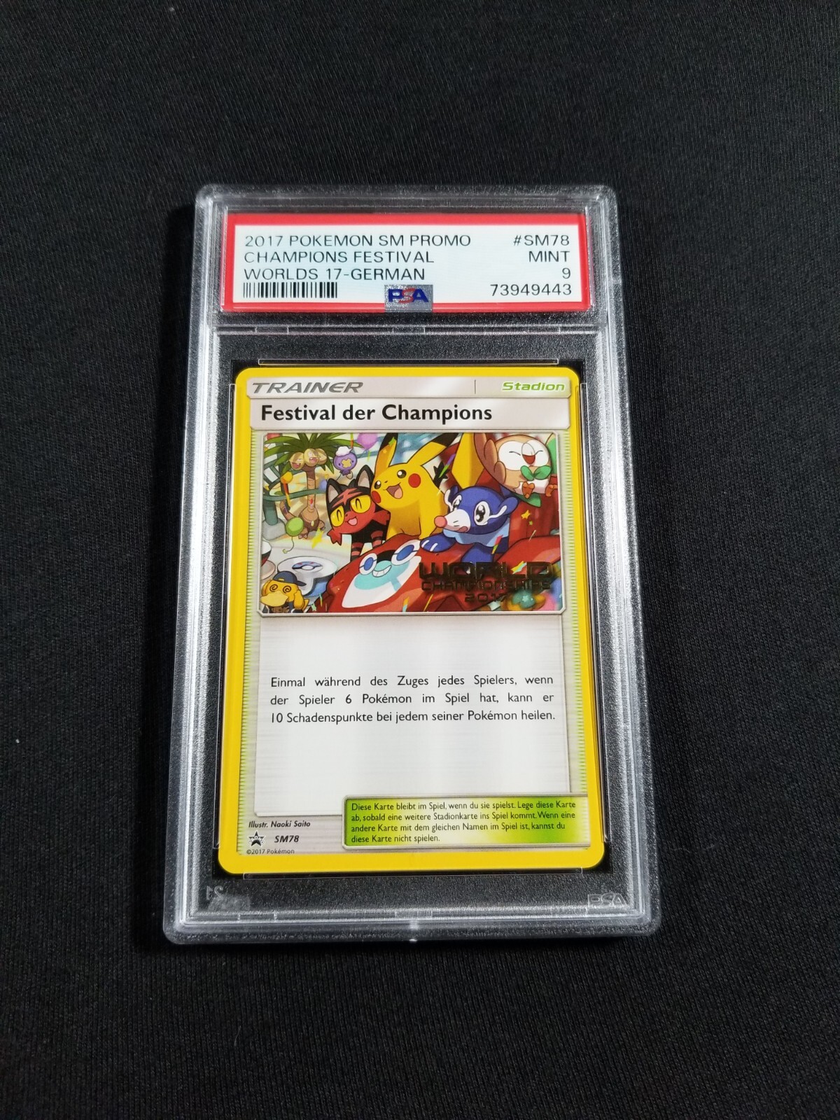 Pokemon Card German Champions Festival SM78 PSA 9 MINT Worlds 2017 Promo