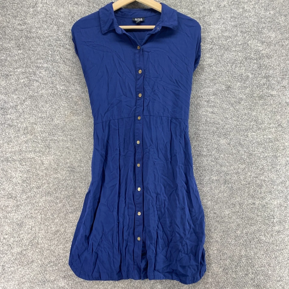 Vestido Camisa Mujer A New Approach M Medio Azul Midi Cuello Botón Sin Mangas Foto 4 de 4