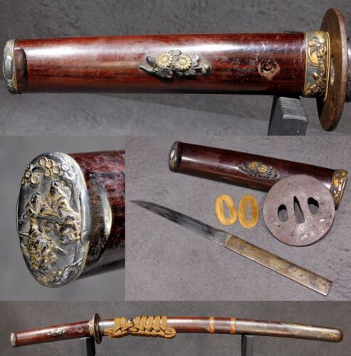 Karaki-Tsuka Koshirae w Fine Kinko Fittings  Japan Edo original sword antique - Picture 1 of 24