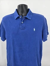 Ralph Lauren Polo Shirt Adult Large Blue Preppy Casual Rugby Golf Golfer Men *