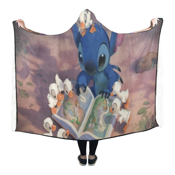 Hot Custom Lilo and Stitch Wearable Durable Cape Hooded Blanket 80x53