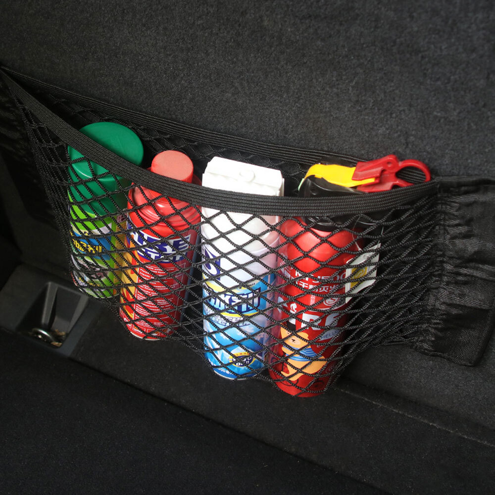 Black Elastic Net Storage Holder Rear Trunk Seat Organizer Mesh Car Accessories