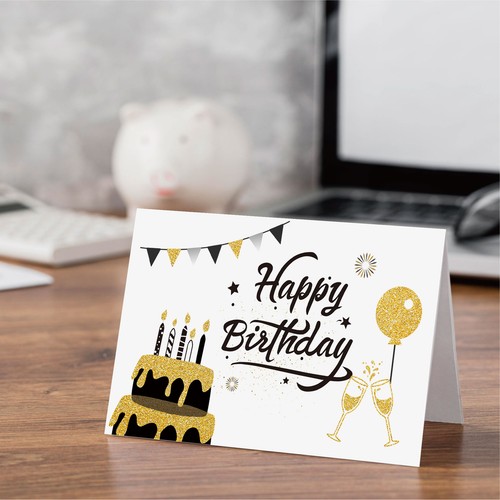 Juego de 6 tarjetas de felicitación de cumpleaños dorado creativo manuscrito tarjeta de regalo para niños - Imagen 4 de 5