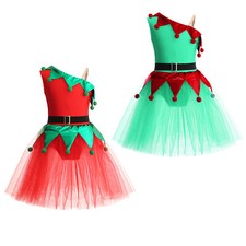 Kids Girls Leotard Tutu Dress Ballet Costume Birthday With Belt Gymnastics Soft