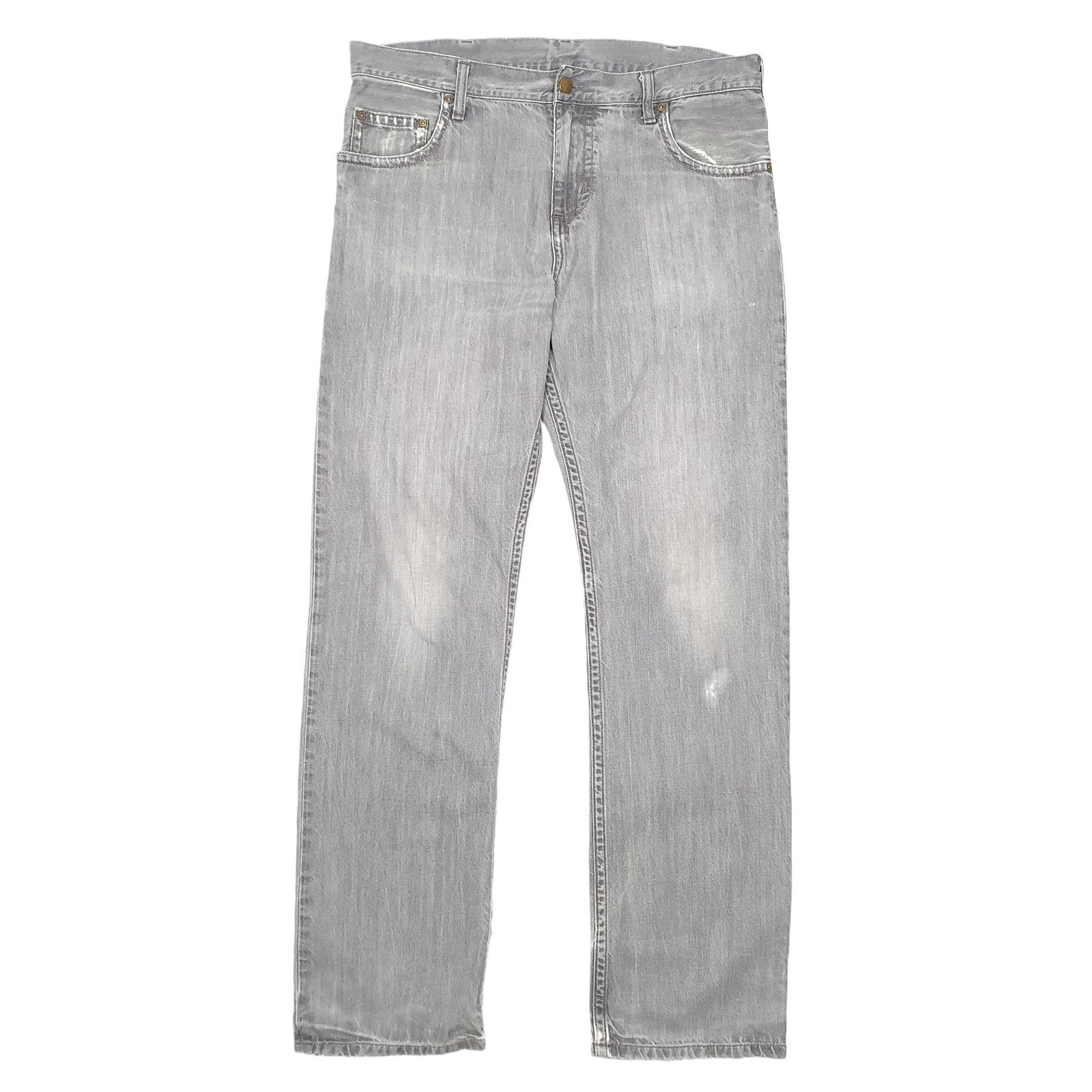 CARHARTT Jeans Slim Fit Grey Denim Trousers Straight WIP Pant W36 L34 image 2