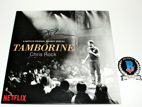 COMEDIAN CHRIS ROCK SIGNED TAMBORINE STANDUP VINYL RECORD ALBUM LP BECKETT COA