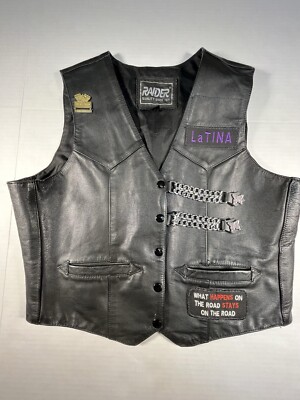 Leather Battle Vest Outlaw Biker Harley Davidson Patches Chains Battle  Jacket