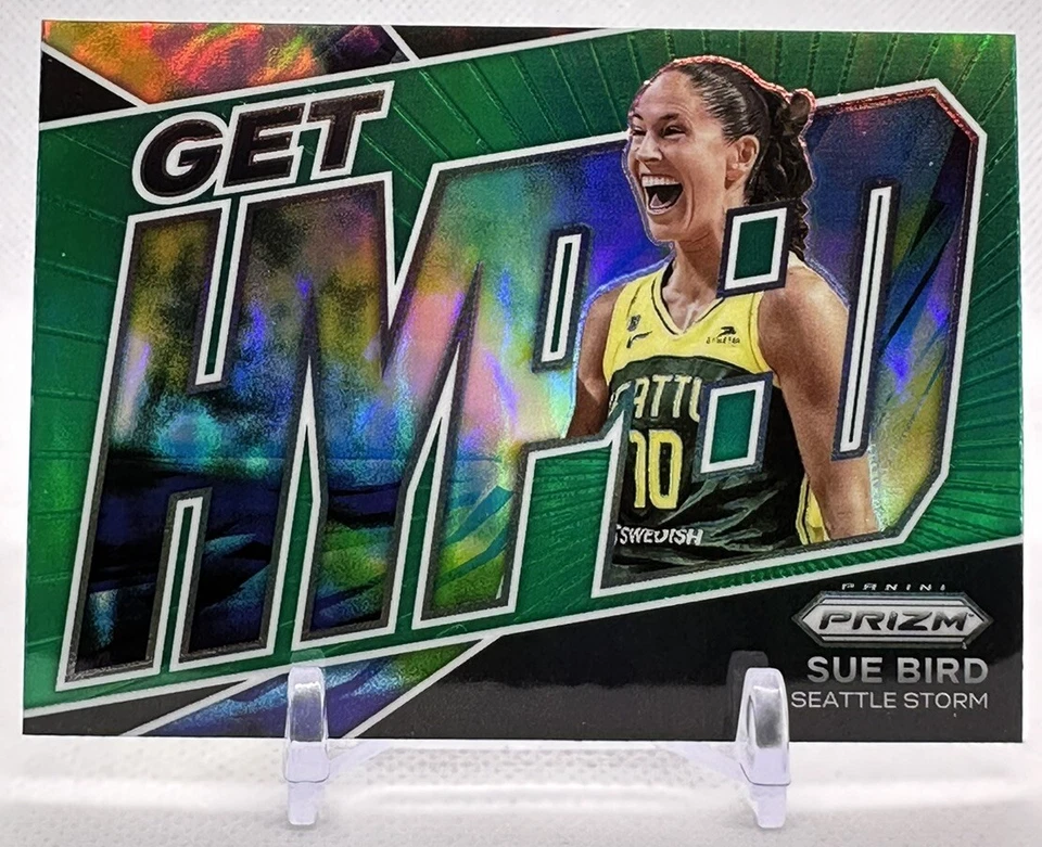 Sue Bird 2022 Panini Prizm WNBA #154 Base & #10 Get Hyped Green Prizm Storm - Image 3 of 4