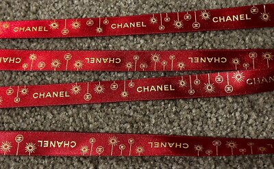 Rare Chanel Red and Gold Festive Ribbon SOLD BY METRE - UNUSED | eBay
