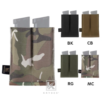 KRYDEX Double 9mm Pistol Open Top Mag Pouches Magazine Elastic Holster MOLLE
