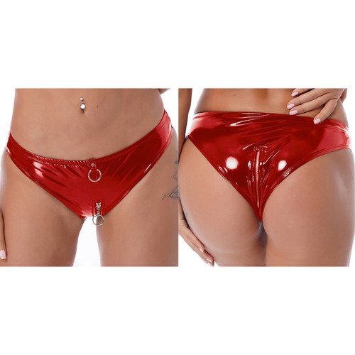 Women's High Waist Patent Leather Thong Wet Look Bikini Briefs Panties Clubwear - Picture 104 of 121