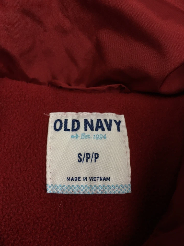 Old Navy Puffer Vest Jacket Womens Size Small Red Button Zip - Image 4 of 4