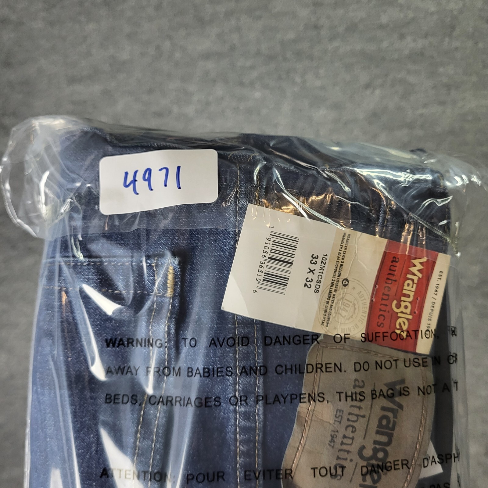 Wrangler Authentics 33x32 Jeans Mens Blue Regular Fit Comfort Flex Stonewash