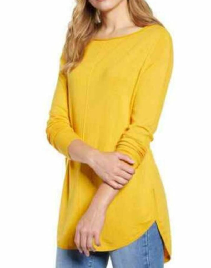 Caslon Womens Yellow Shirttail Tunic 