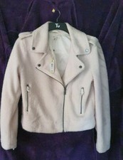 Max Studio Doodle Curly Faux Fur Lamb Coat Jacket Cream Size M Rrp £95.00