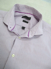 Calvin Klein 15 32/33 Slim Fit Shirt Non-Iron Geometric Purple Long Slv Preppy