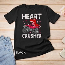 Kids Dinosaur Monster Truck T Rex Valentines Hearts Toddlers Kids Unisex T-shirt
