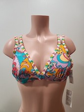 Nwt Women  s Cupshe Multicolor Bikini Top Size Medium With Floral Multicolor