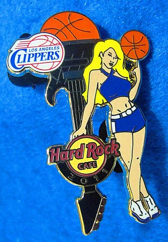 LOS ANGELES CLIPPERS NBA BASKETBALL CHEERLEADER GIRL GUITAR Hard Rock Cafe PIN