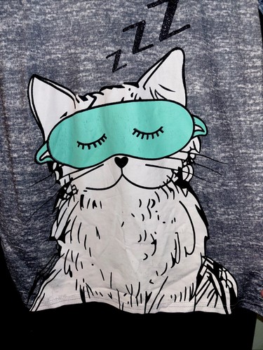 Delia's Whimsical Kitten Gray Cotton Hooded 2-Piece Pjs Junior Small See Pics - Picture 4 of 8