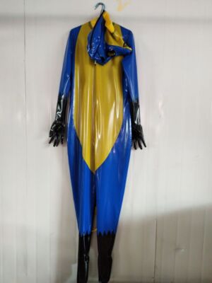 Latex Rubber Gummi Ganzanzug Overall Zentai Anzug Kostüm Cosplay Hood Glove