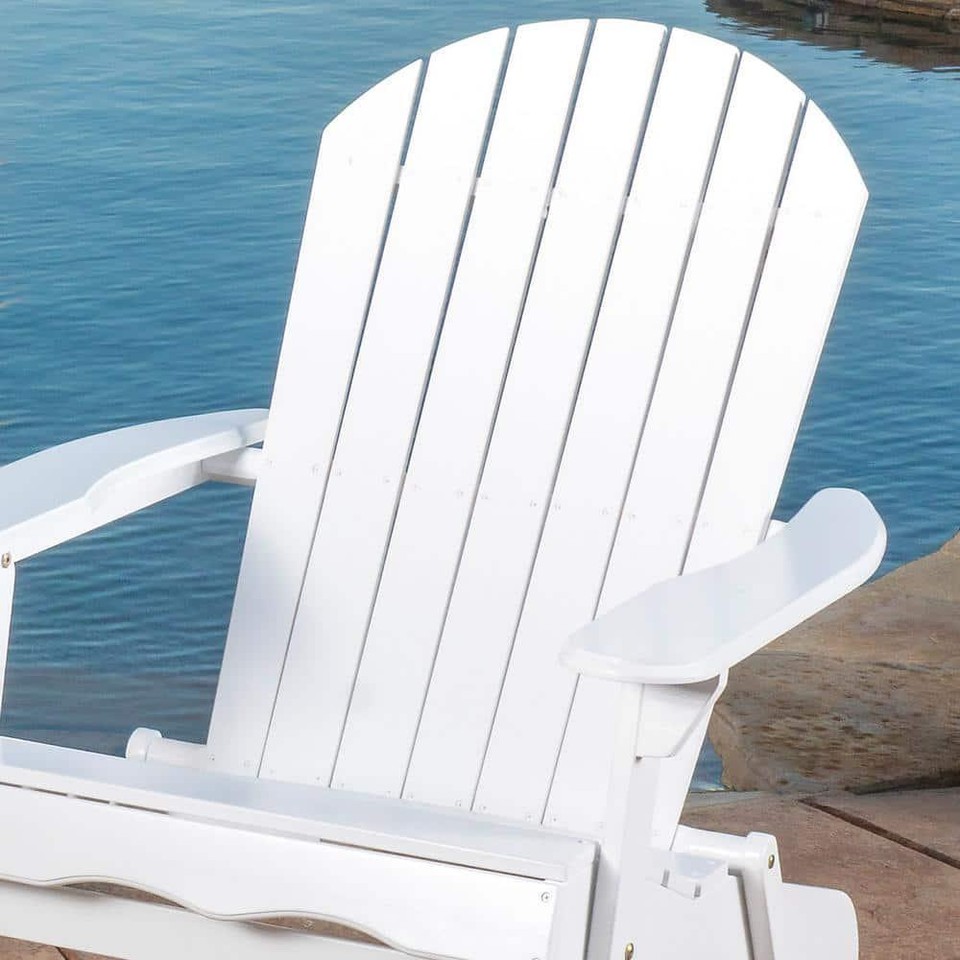 Noble House Wood Adirondack Chairs Folding Wood Outdoor Patio White (2