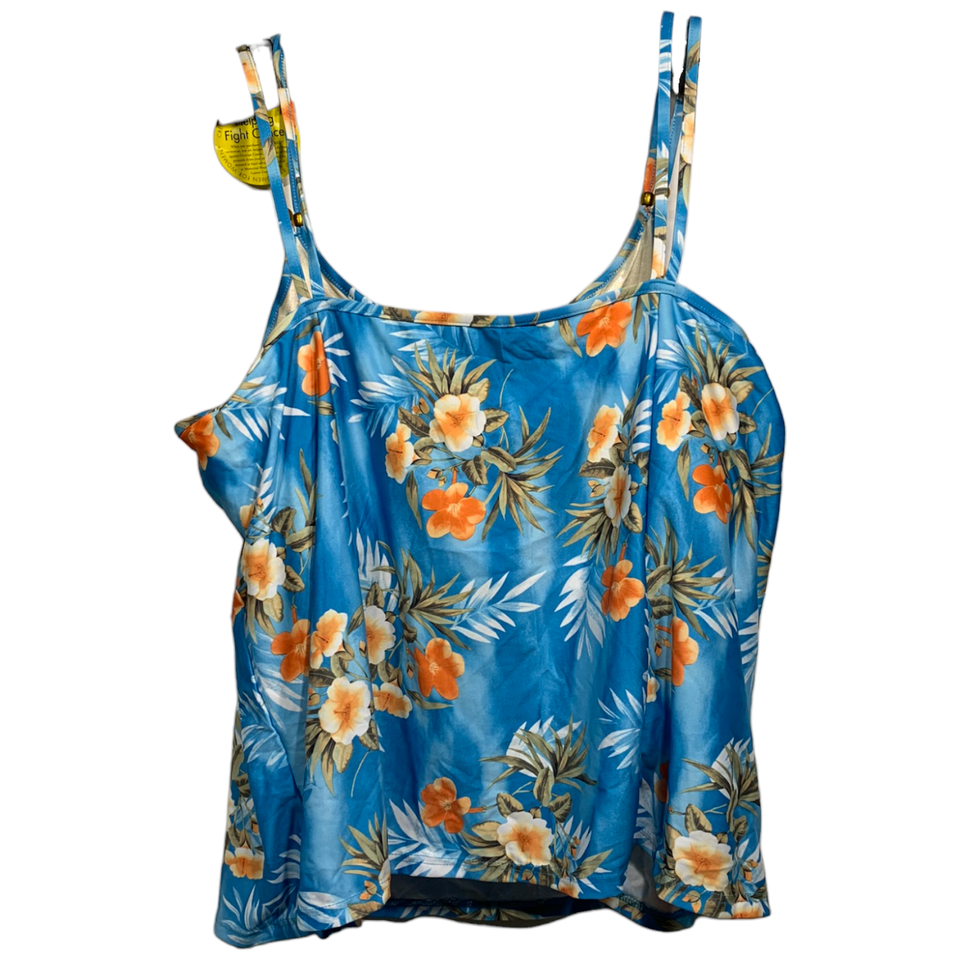 Skirtini 3 Pezzi It Figures Donna Taglia 16 Blu Floreale - Costume Intero Con Gonna