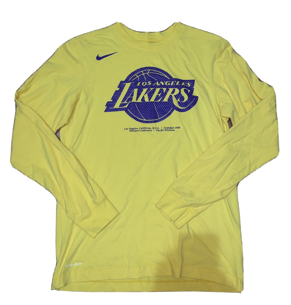 Nike Los Angeles Lakers Yellow Longsleeve Front Graphic Tshirt