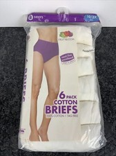 Fruit of the Loom 10/3X Cotton Tag Free White Briefs 6 Pack New In Package
