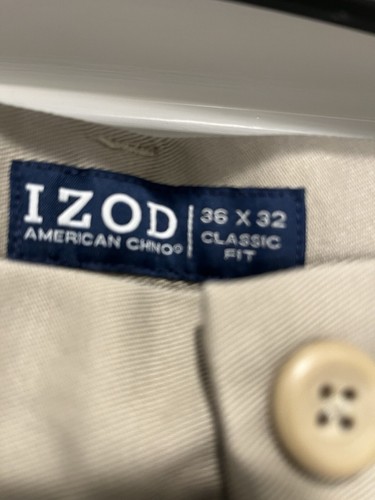 Izod Hombre Caqui Chino Pantalones 36 X 32 Doble Pliegue Clásico Sin Arrugas Nuevo - Imagen 2 de 7