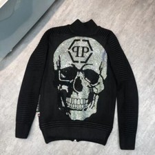 FELPA PHILIPP PLEIN PHILIP TESCHIO SWEATER STRASS SKULL MAGLIONE MAGLIA ZIP NEW